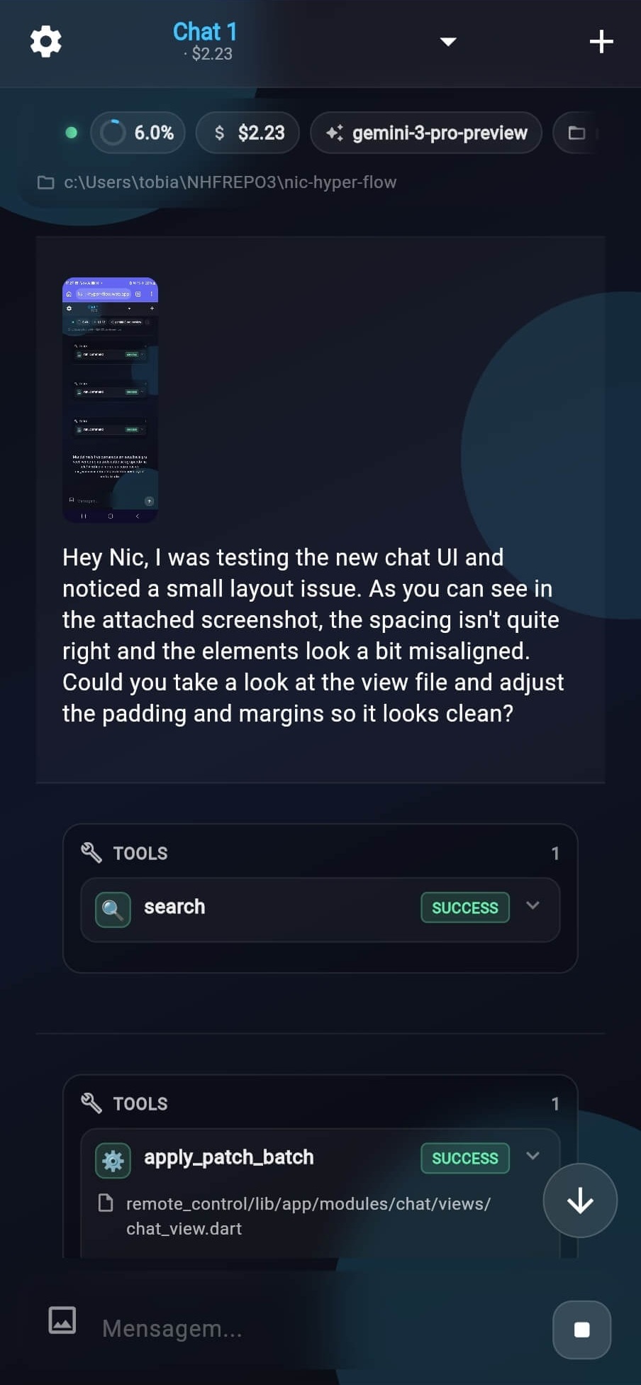 Nic Hyper Flow remote control mobile companion app