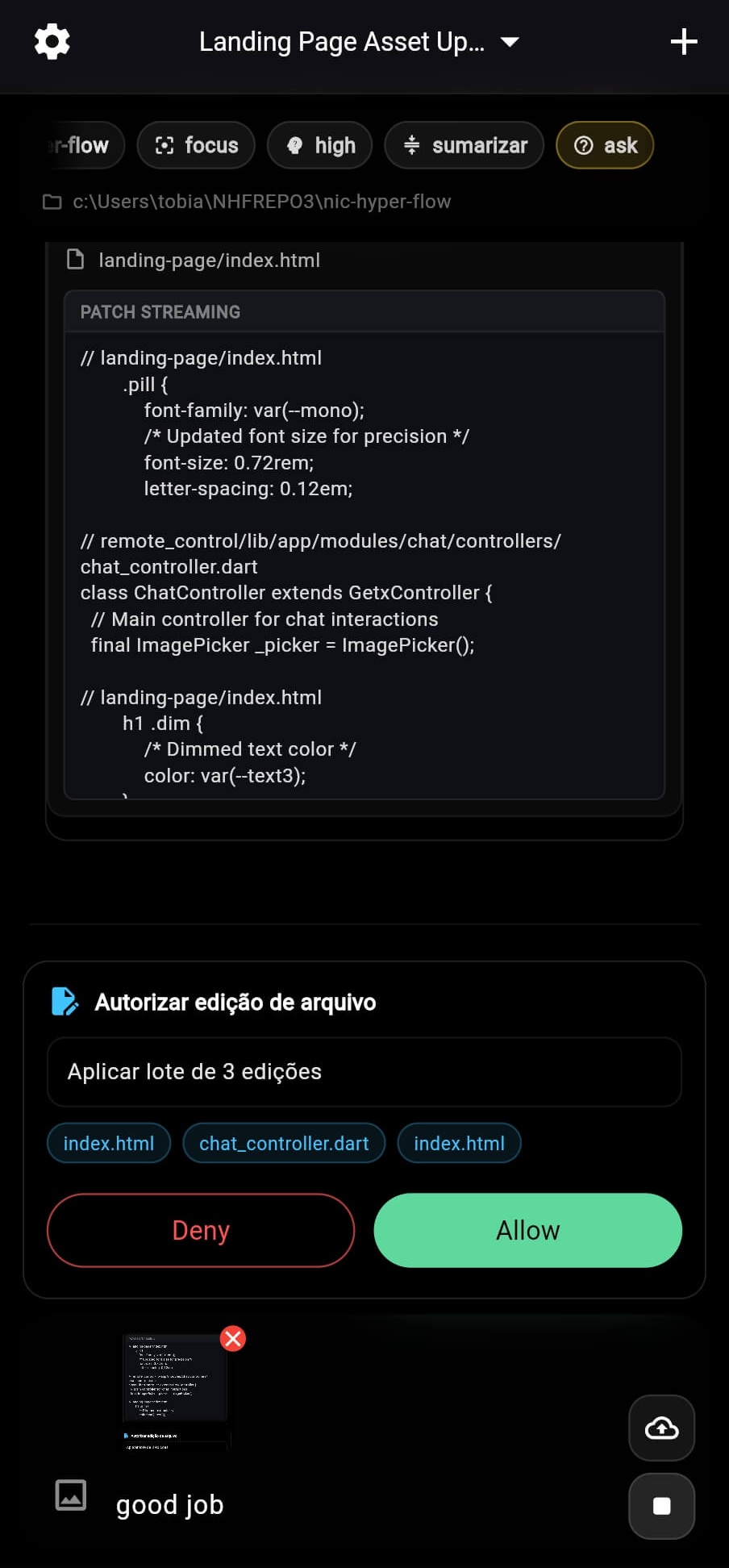 Nic Hyper Flow Mobile Interface