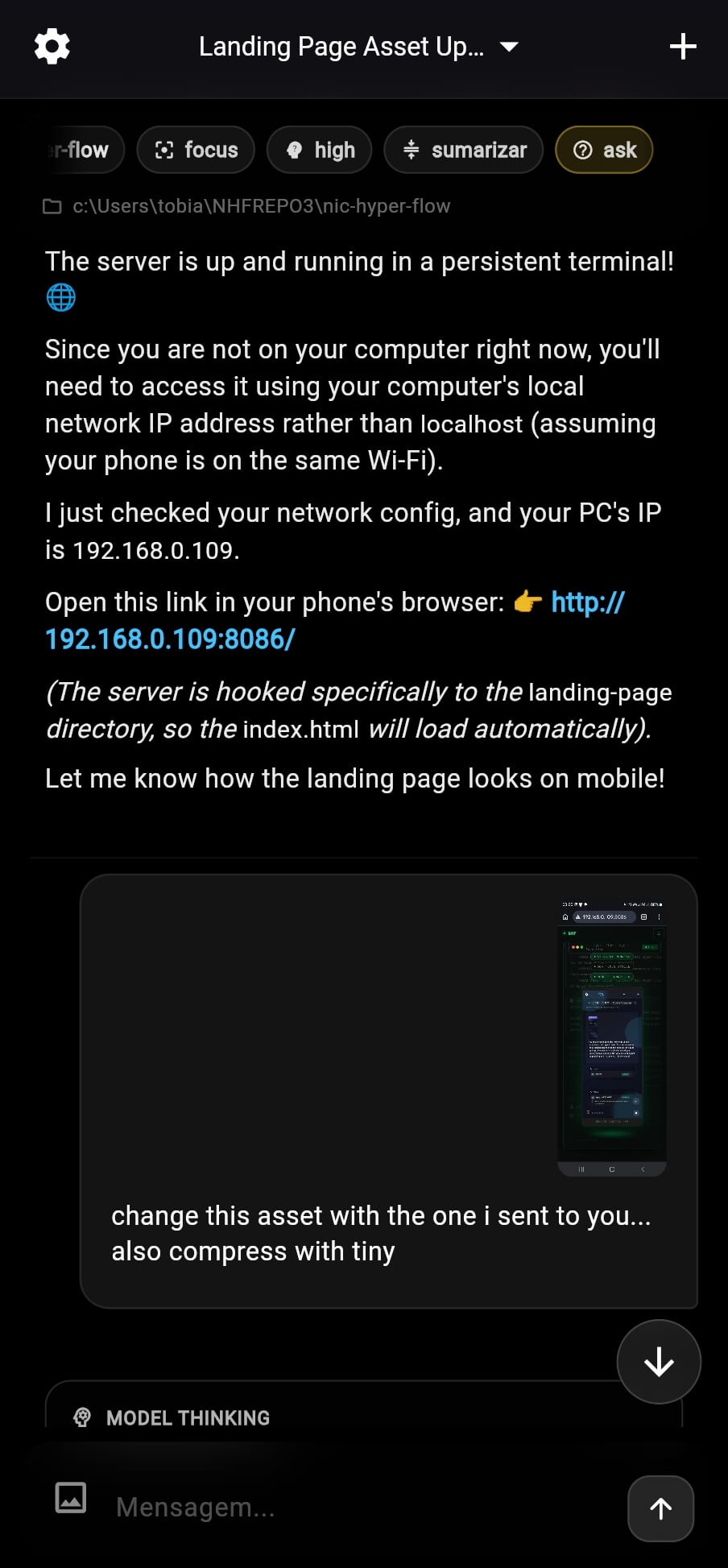 Nic Hyper Flow Mobile Agent Control